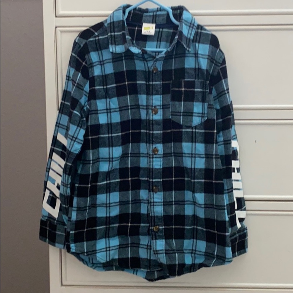 Blue and black kids flannel